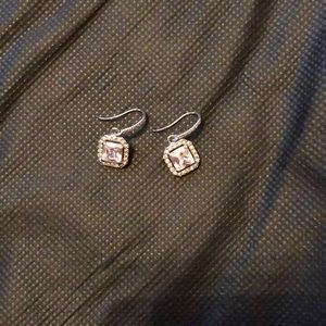 Stella & Dot silver dangle earrings with large center stone